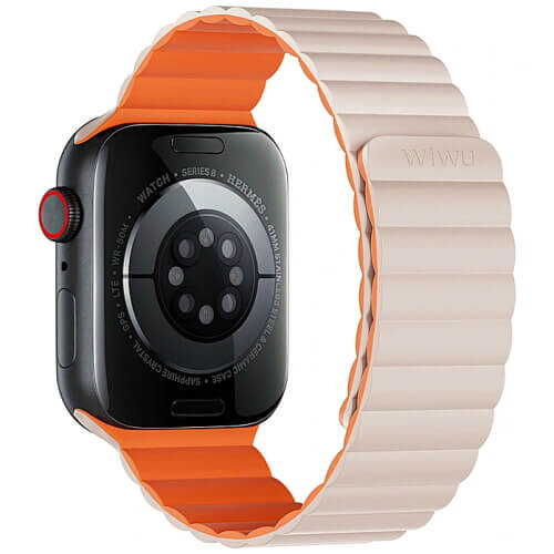 Ремінець WIWU for Apple Watch 38/40/41mm Magnetic Silicone Band Series (White-Orange) (Wi-WB001)